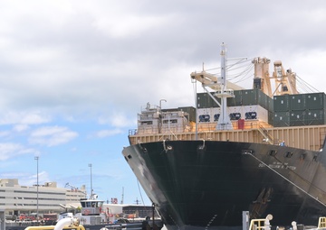 MSC Ship being Moored in Pearl Harbor's Deep Harbor Pier