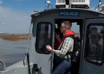 628th Security Forces Squadron Harbor Patrol Assists U.S. Army Corps of Engineers