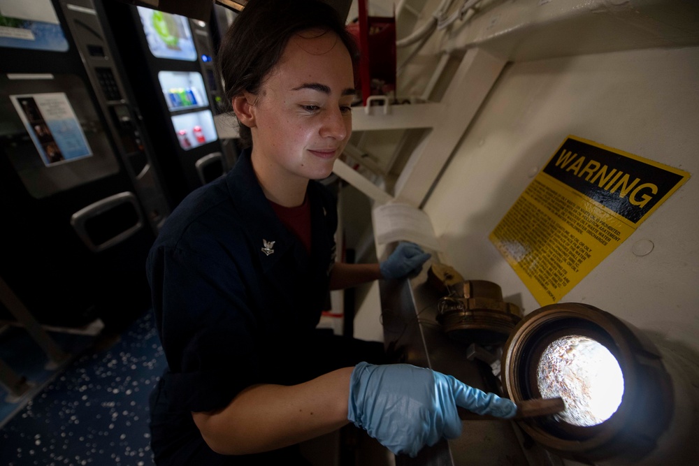 Rafael Peralta Sailor Cleans Overboard Discharge Connection