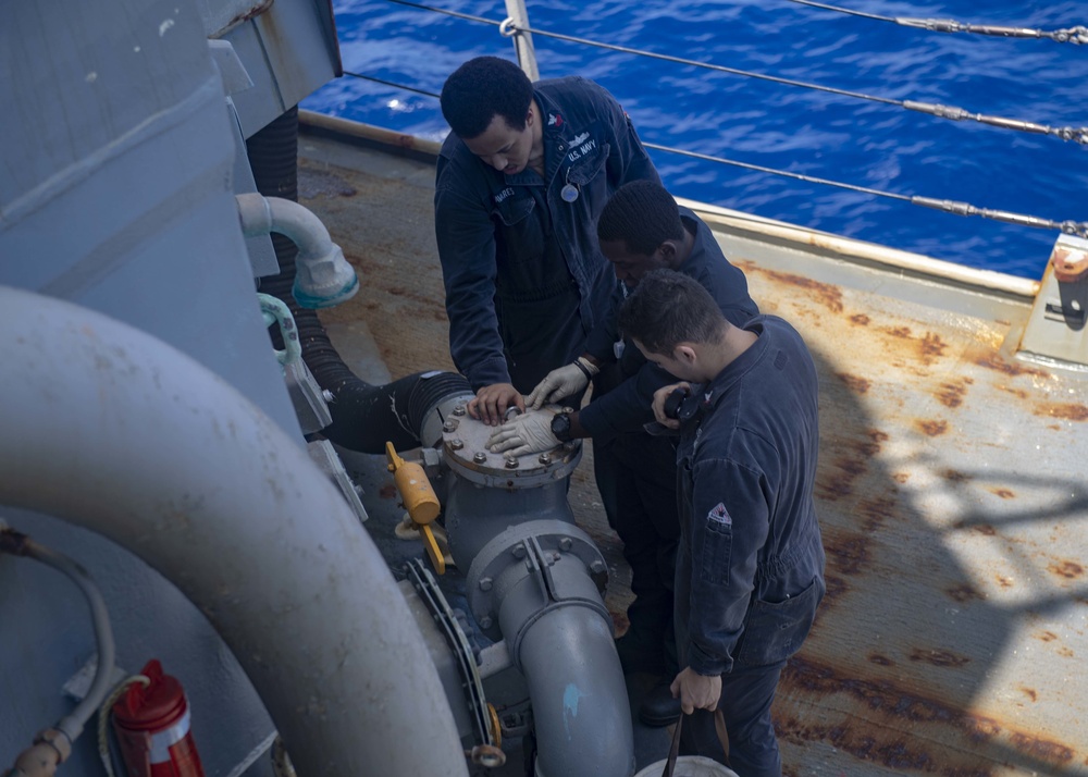 Sailors Conduct Maintenance Onboard USS Mustin