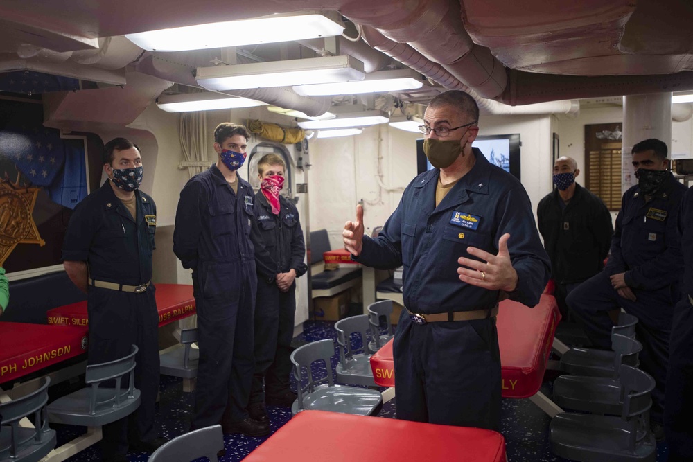 Rear Adm. Jim Kirk Visits USS Ralph Johnson