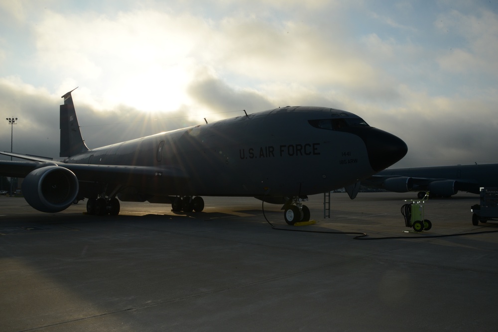 Sun breaks on an Iowa KC-135