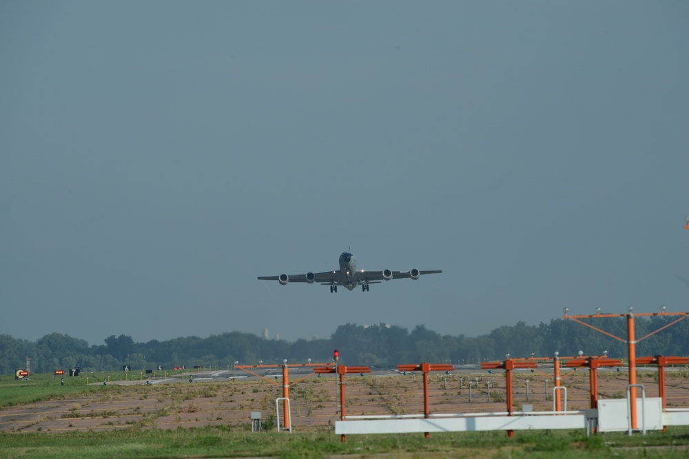 KC-135 takes off