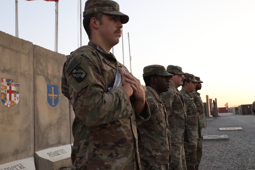 Coalition flag ceremony at Besmayah Range Complex