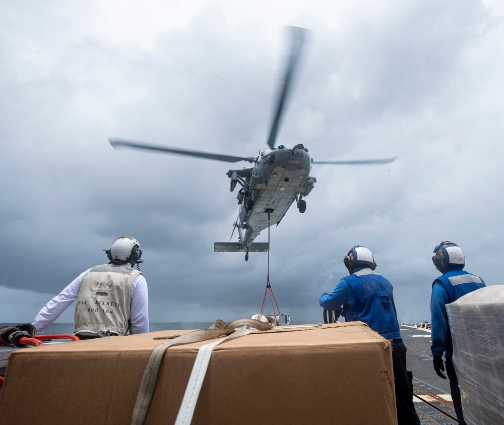 Sterett Sailors Participate in a Vertical Replenishment-at-Sea
