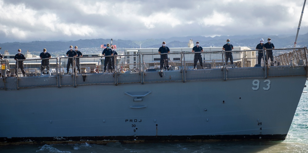 U.S. Navy ships get underway in preparation for Hurricane Douglas