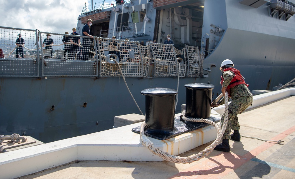 U.S. Navy ships get underway in preparation for Hurricane Douglas