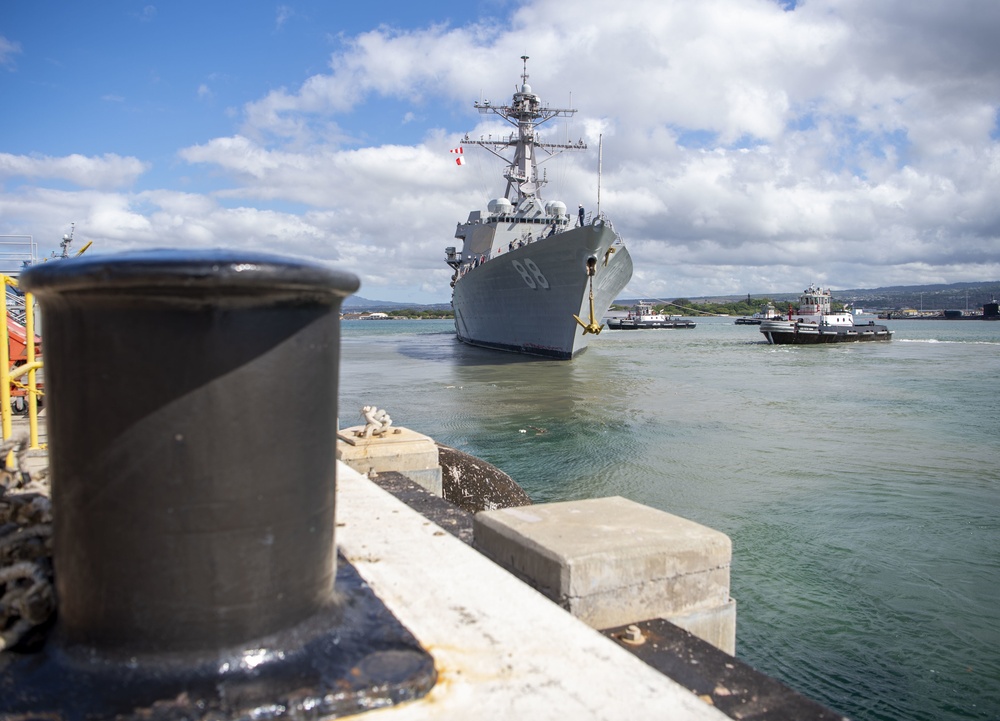 U.S. Navy ships get underway in preparation for Hurricane Douglas