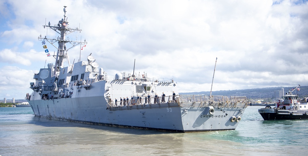 U.S. Navy ships get underway in preparation for Hurricane Douglas