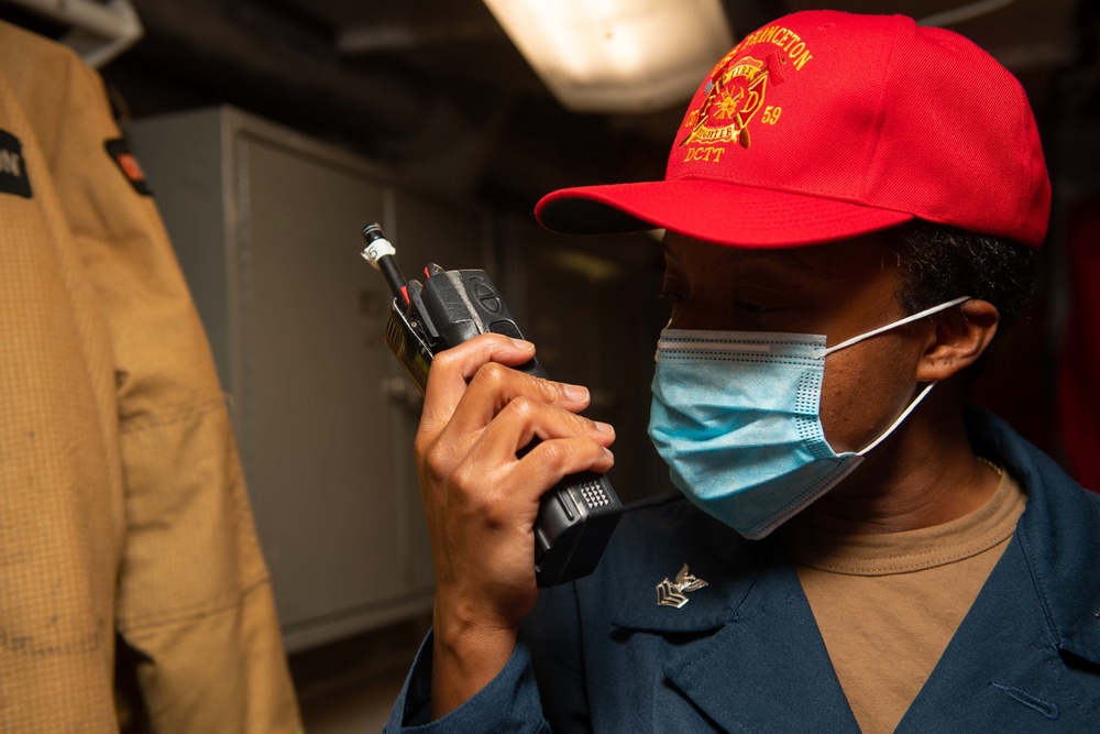 USS Princeton conducts damage control training