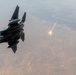 A U.S. Air Force KC-135 Stratotanker refuels F-15E Strike Eagle