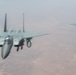 A U.S. Air Force KC-135 Stratotanker refuels F-15E Strike Eagle