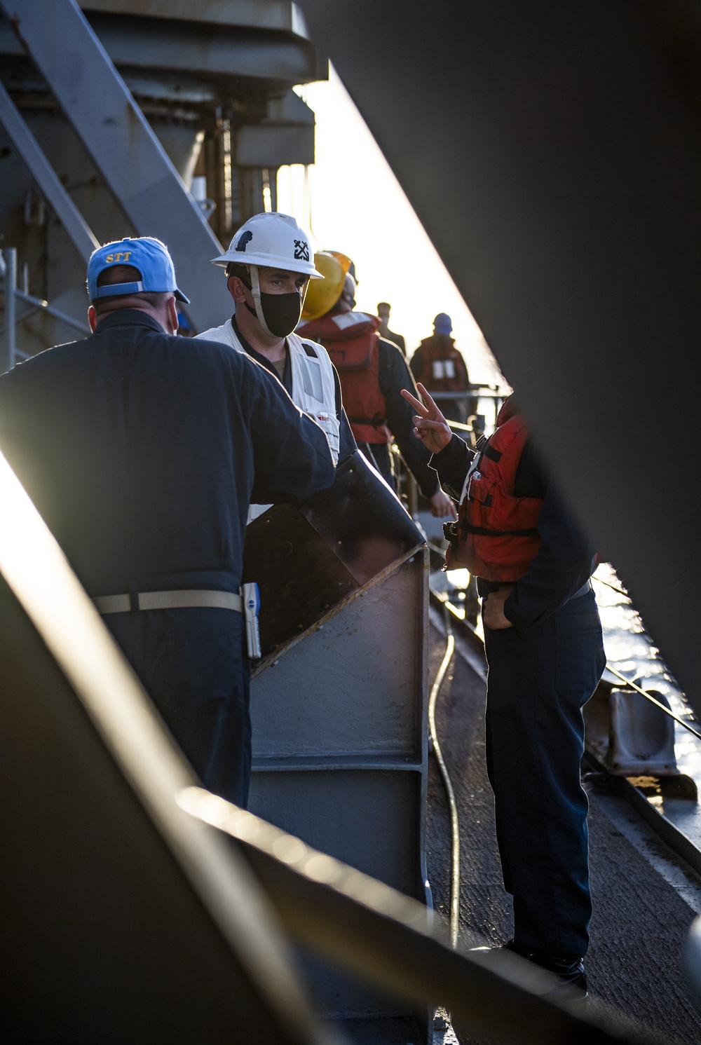 Sailors Aboard USS Germantown (LSD 42) Conduct a Man Overboard Drill