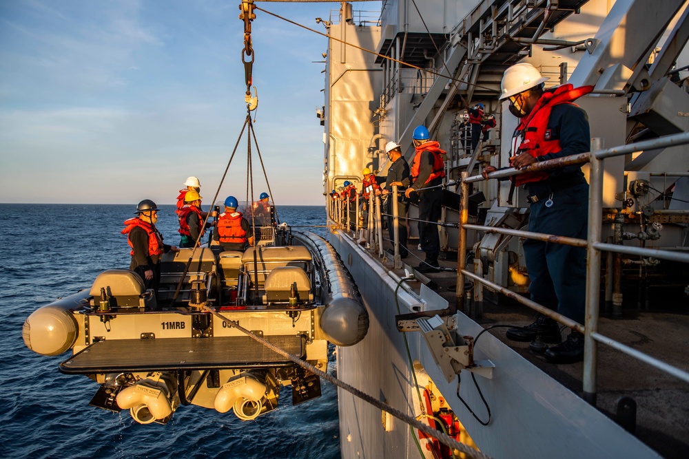 Sailors Aboard USS Germantown (LSD 42) Conduct a Man Overboard Drill