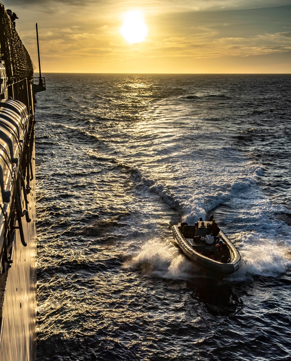 Sailors Aboard USS Germantown (LSD 42) Conduct a Man Overboard Drill