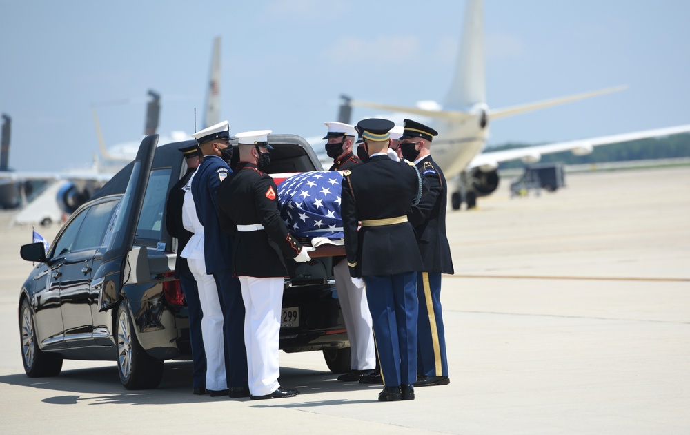 Rep. Lewis casket arrives at JBA