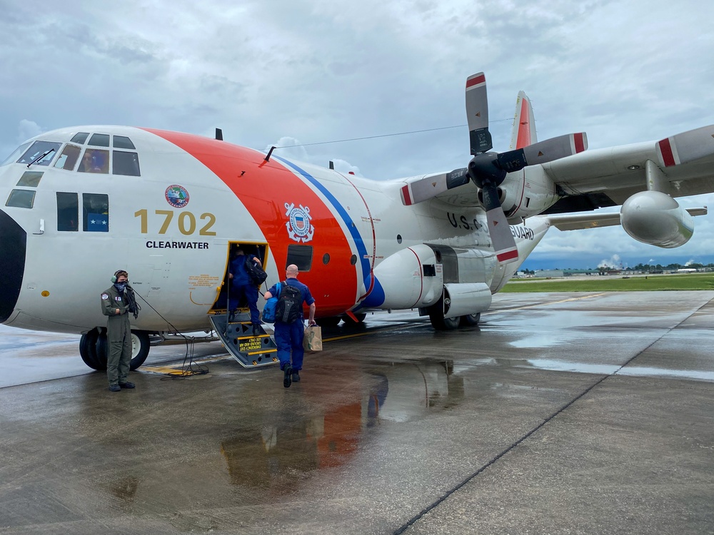 Coast Guard conducts flyover and unit visit in Corpus Christi following Hurricane Hanna