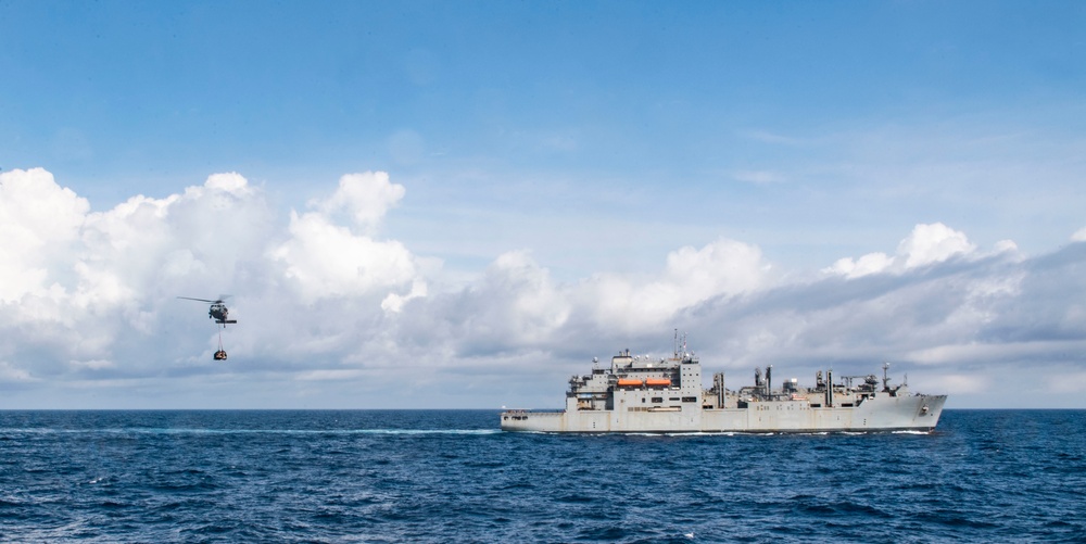 USS Germantown (LSD 42) Conducts a Vertical Replenishment-at-Sea with USNS Alan Shepard (T-AKE 3)