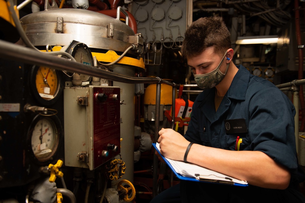 USS Princeton Sailors stand watch