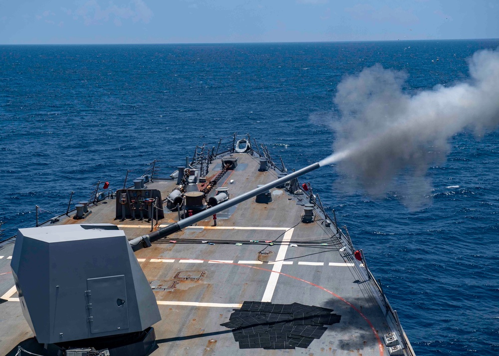 USS Mustin Conducts Live Fire Exercise
