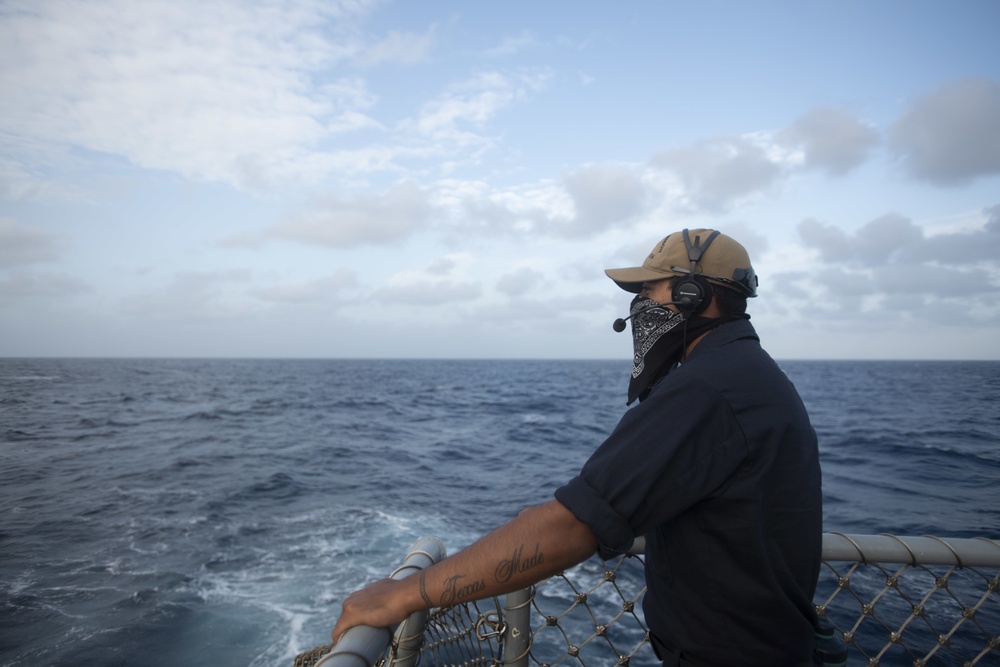 USS Ralph Johnson Sailor Stands Watch