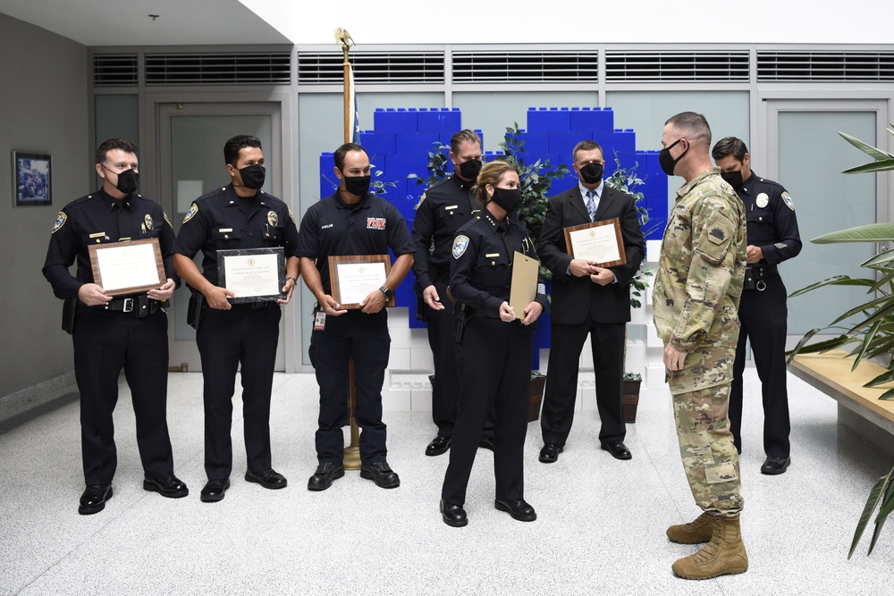 100th Troop Command recognizes Santa Monica police and fire personnel