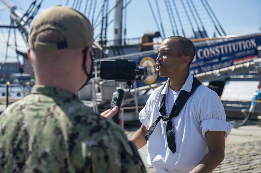 Naval Air Crewman 1st Class Charles Hardmon gives Facebook Live tour of USS Constitution