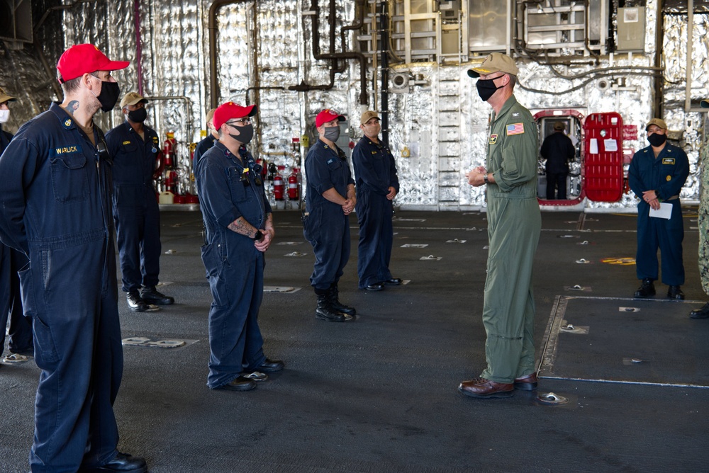 BHR CO talks with Coronado Sailors about firefighting efforts