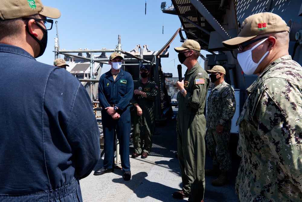 BHR CO talks with Fitzgerald Sailors about firefighting efforts