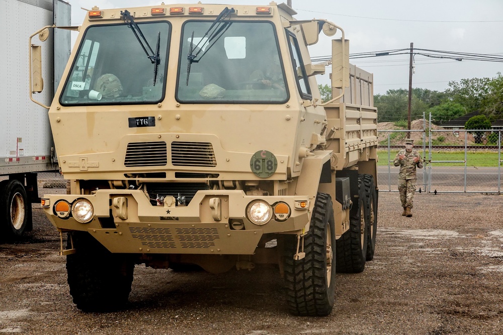 Texas Military Members deliver water and ice to south Texas towns affected by Hurricane Hanna