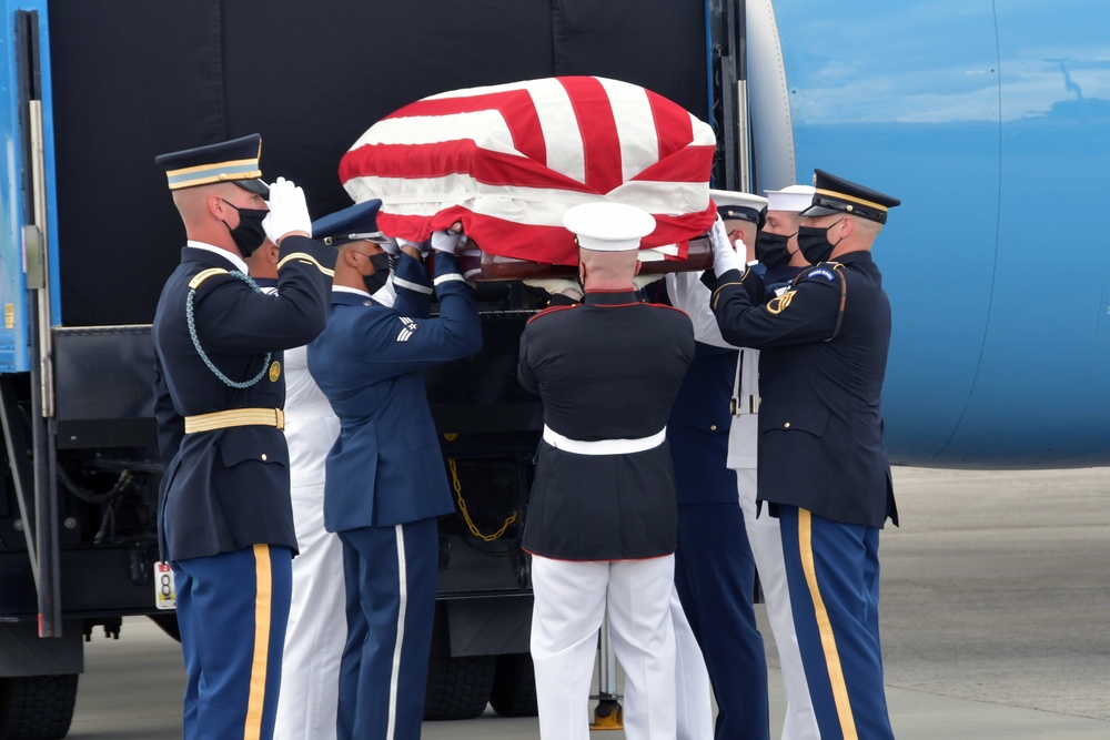 The casket of Rep. John Lewis arrives at Dobbins