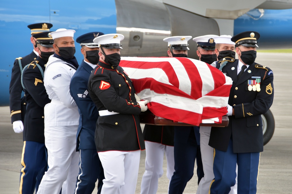 The casket of Rep. John Lewis arrives at Dobbins