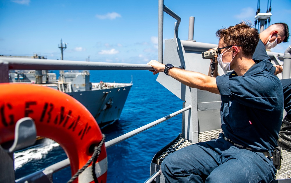 USS Germantown (LSD 42) Conducts a Replenishment-at-Sea with USNS Washington Chambers (T-AKE 11)