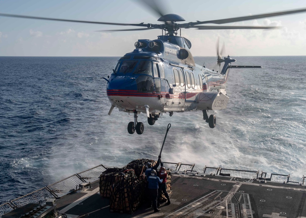 USS Mustin Conducts Vertical Replenishment