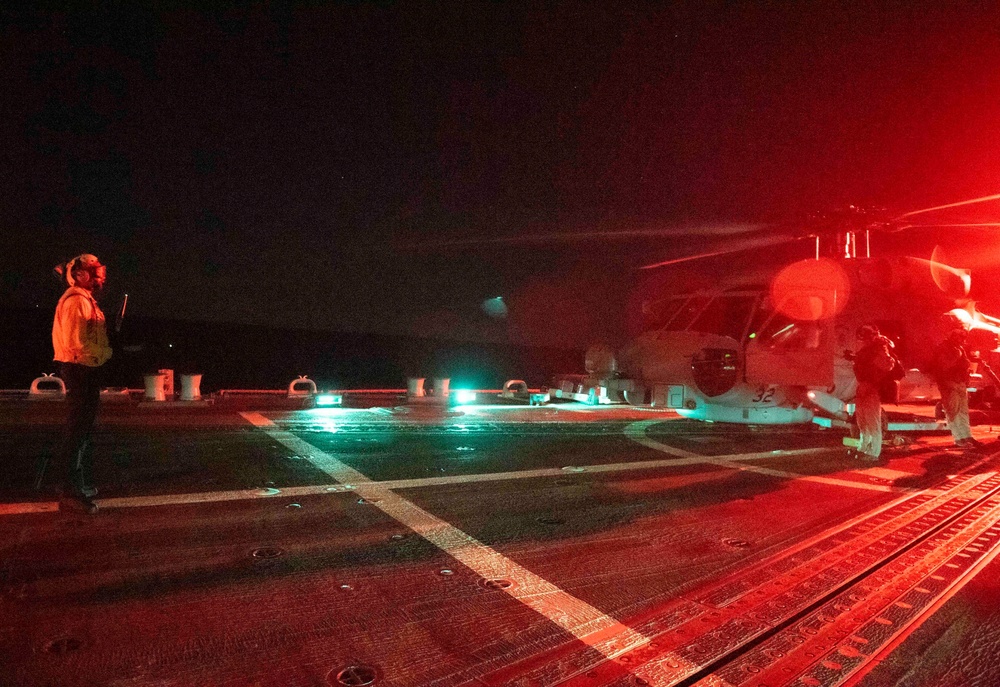 Sterett and HSM-35 Sailors Conduct Flight Operations