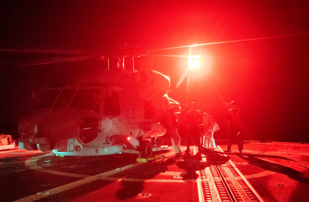 Sterett and HSM-35 Sailors Conduct Flight Operations