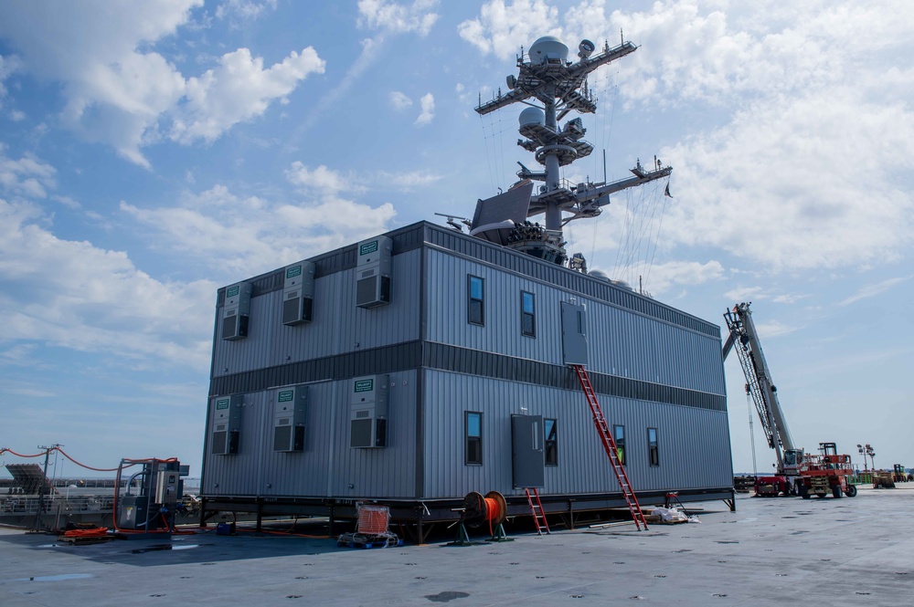 U.S. Navy medical building rests on the flight deck