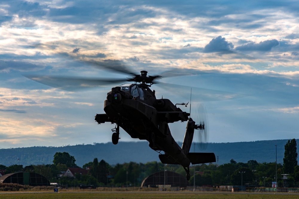 AH-64D Apache helicopters test flight on Lucius D. Clay Kaserne