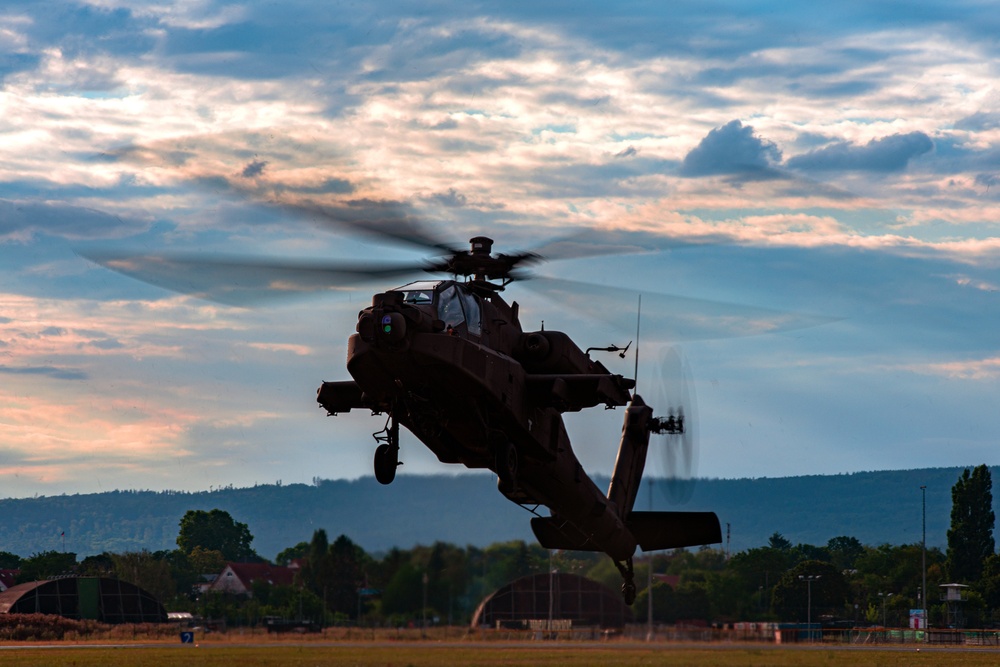 AH-64D Apache helicopters test flight on Lucius D. Clay Kaserne
