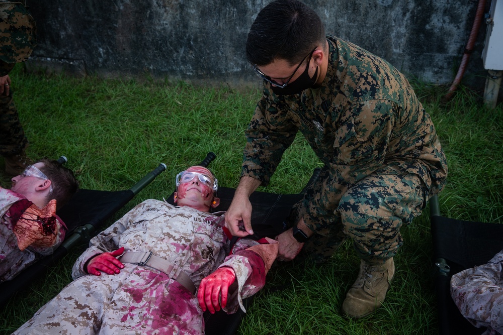 You call a corpsman! CLB-31, 31st MEU care for and evacuate simulated casualties