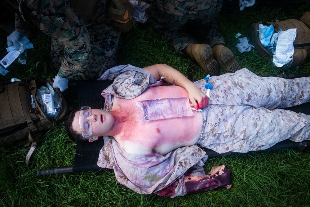 You call a corpsman! CLB-31, 31st MEU care for and evacuate simulated casualties