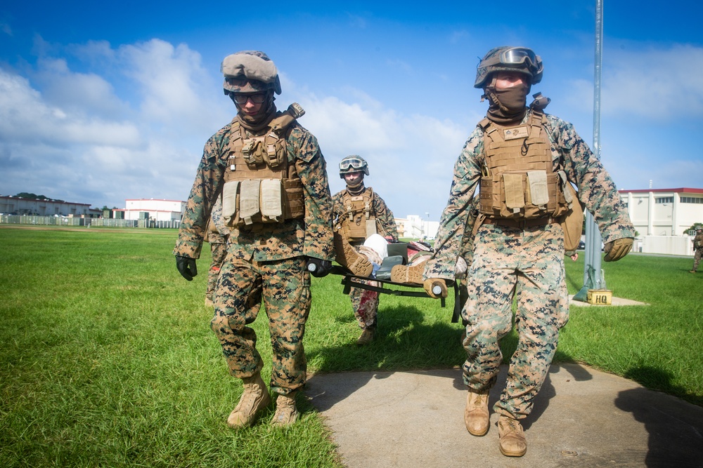 You call a corpsman! CLB-31, 31st MEU care for and evacuate simulated casualties