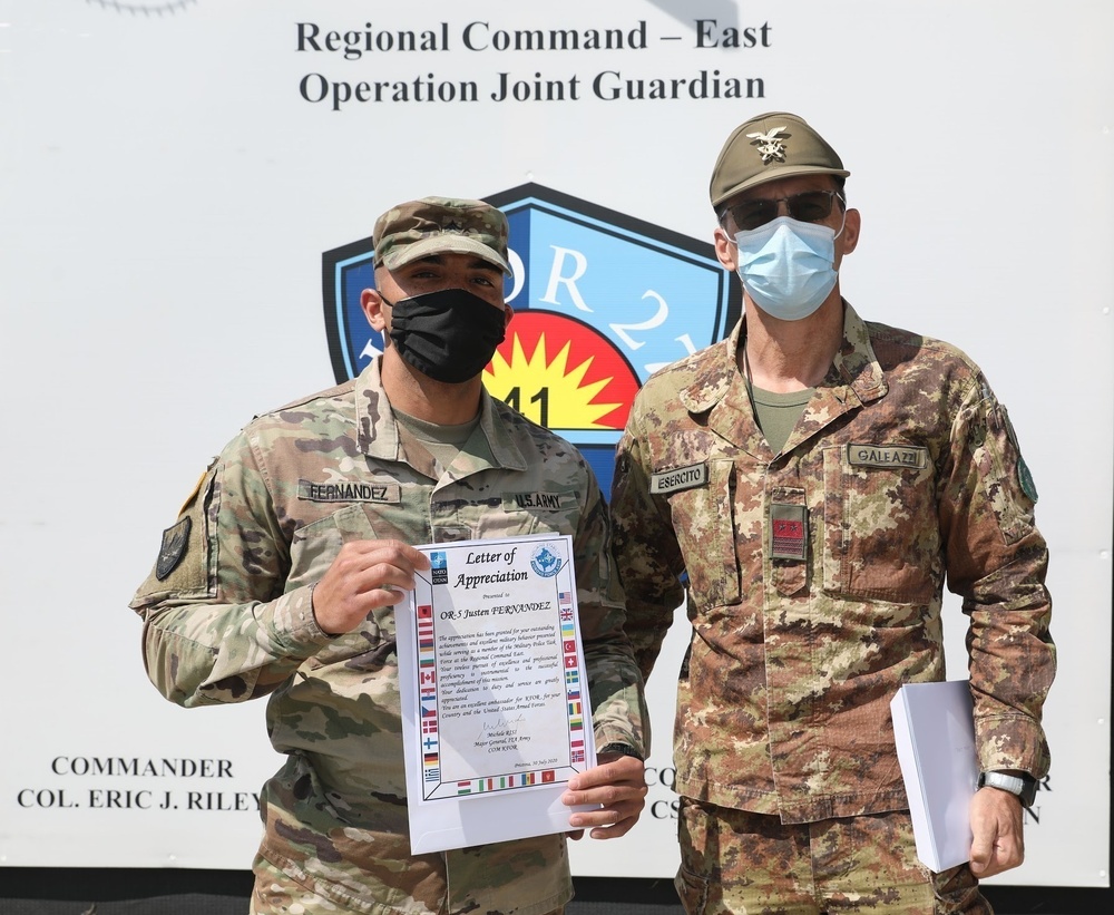 KFOR Command Sergeant Major recognizes Regional Command East Soldiers