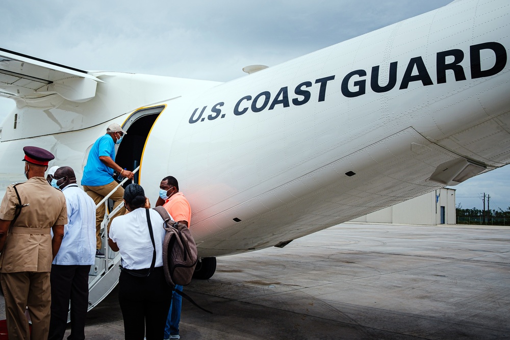 U.S. Coast Guard survey the damage from Hurricane Isaias with The Bahamas