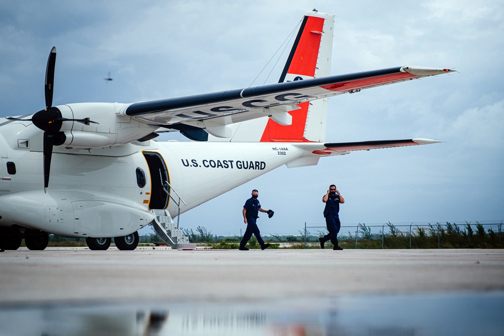 U.S. Coast Guard survey the damage from Hurricane Isaias with The Bahamas