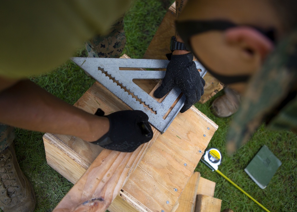 Task Force Koa Moana 20 Engineers prep materials for SWA hut