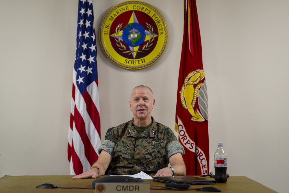 US Marine Corps Forces South commander bids farewell to entire staff in virtual meeting