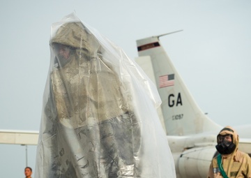 Team JSTARS aircrew, maintainers launch mission during CBRNE training event
