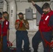 Sailors Untagle Shot Line During Replenishment-At-Sea