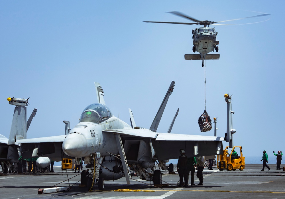 MH-60S Conducts RAS on Nimitz